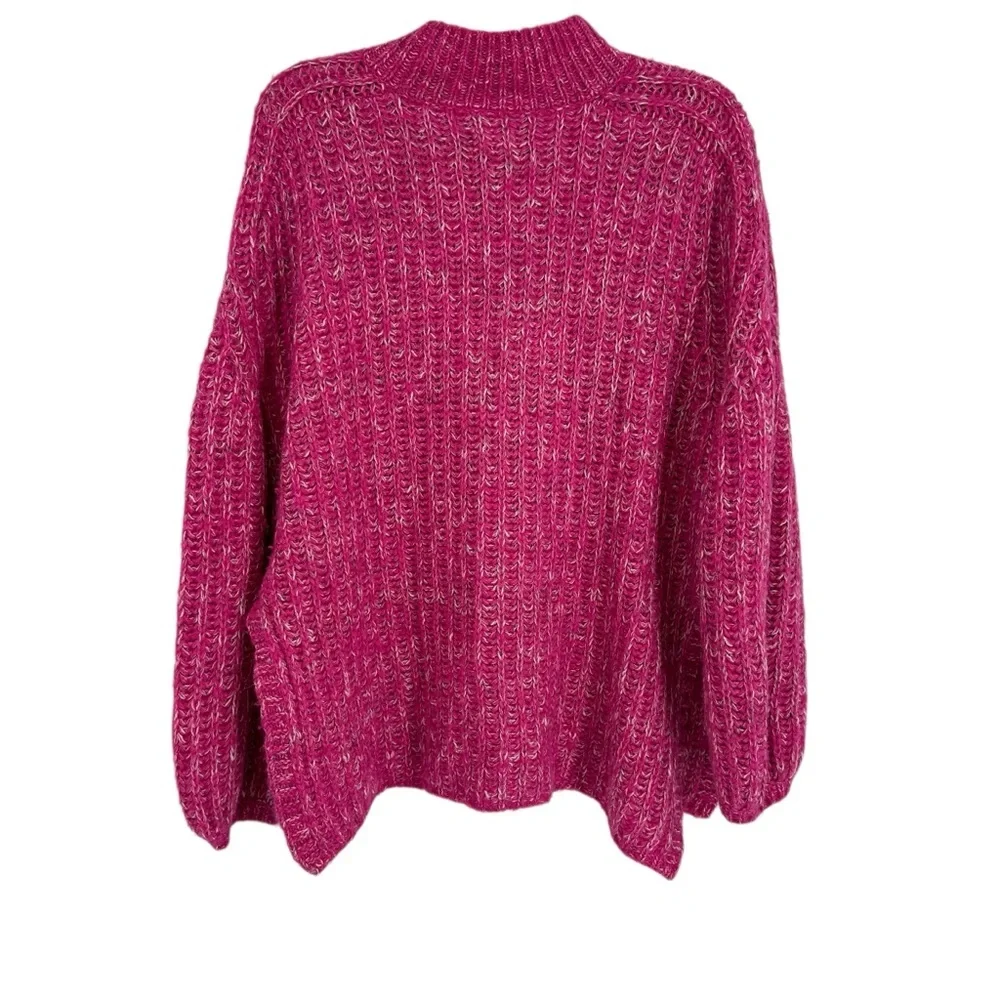 Anthropologie Pilcro Mock Neck Chunky Rib Knit Sweater Size M Pink Pullover